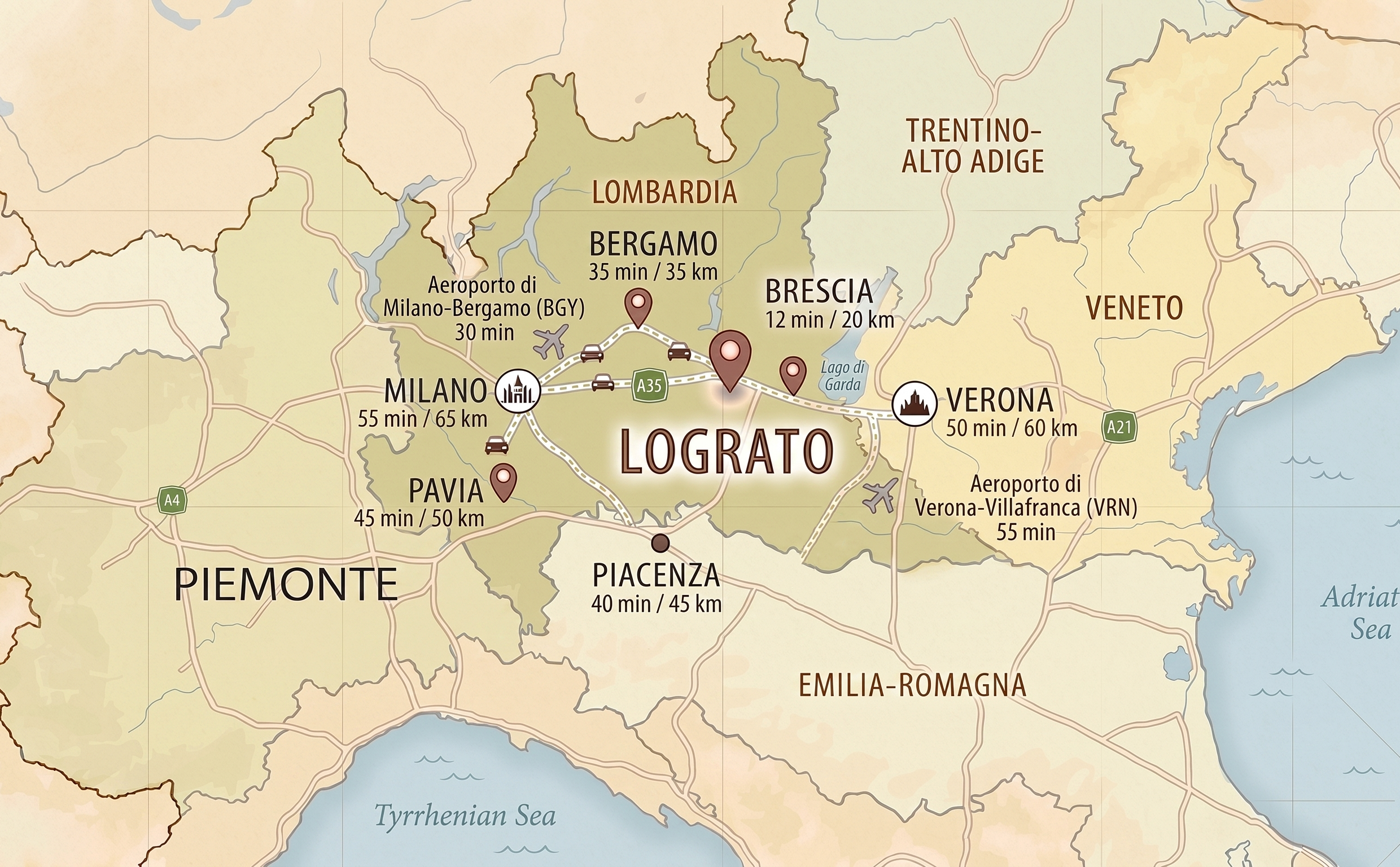 How to reach the Ceky showroom — Lograto (Brescia)