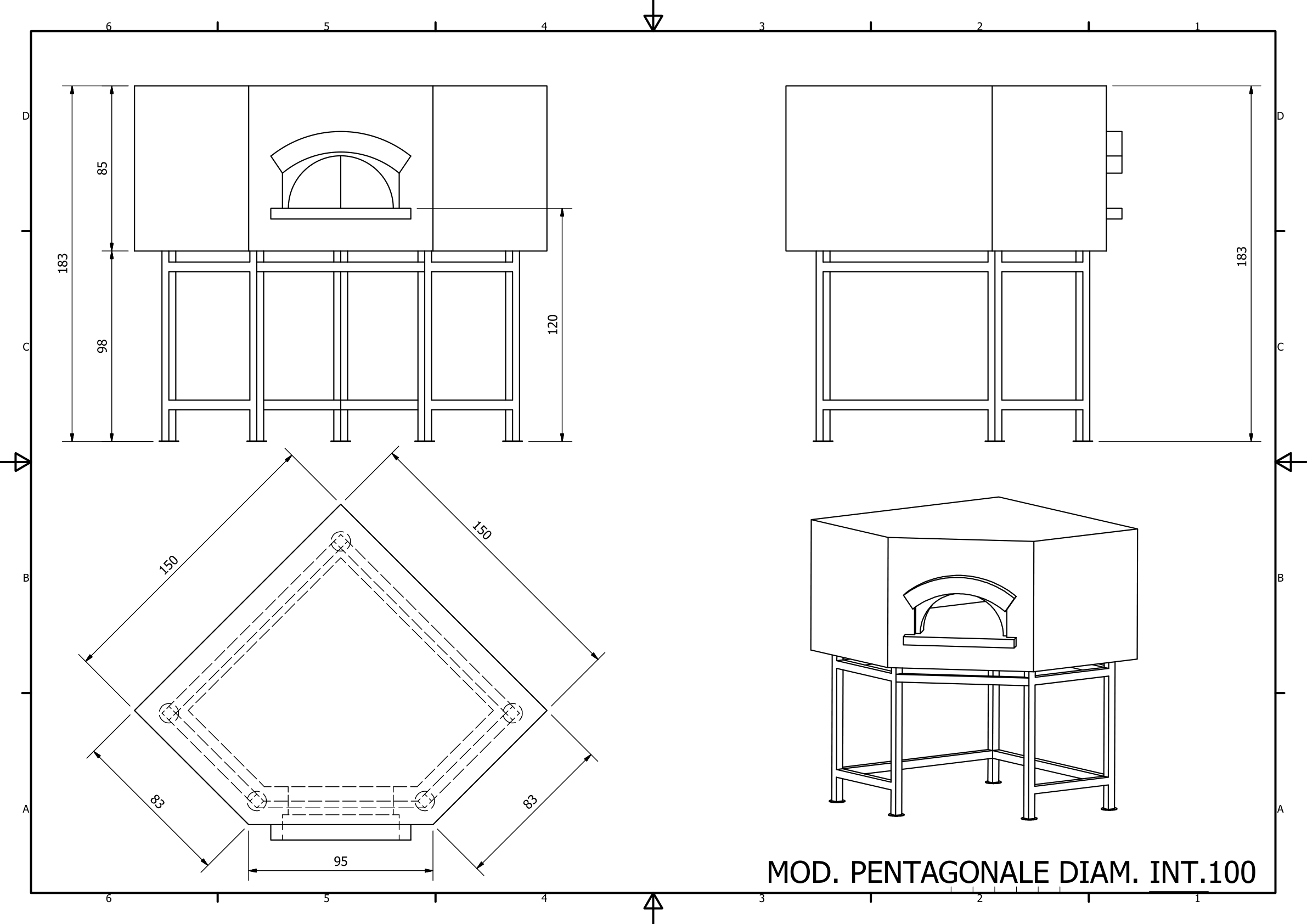 Disegno tecnico Pentagonale 100 cm