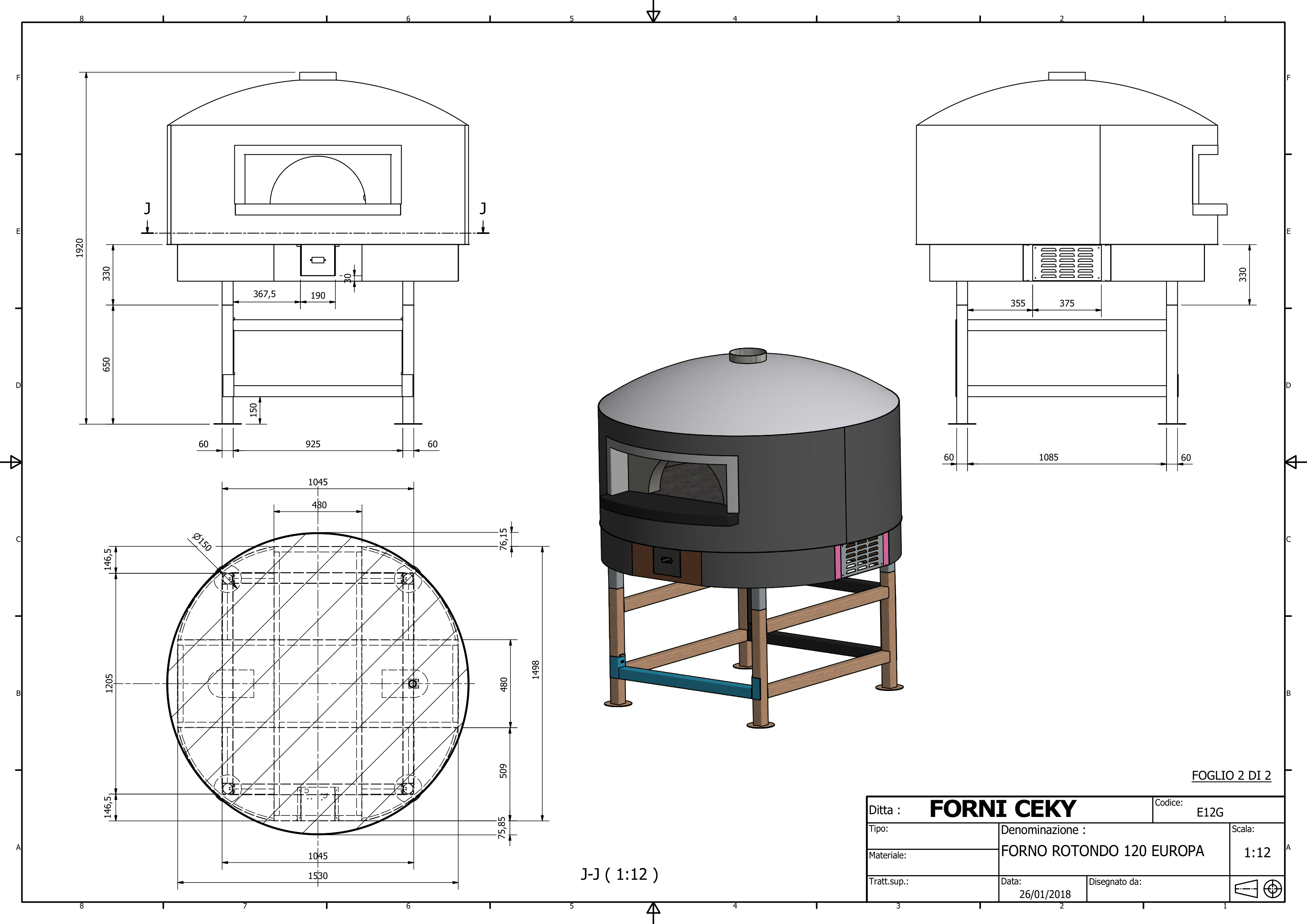 Disegno tecnico Granvolta 120 cm