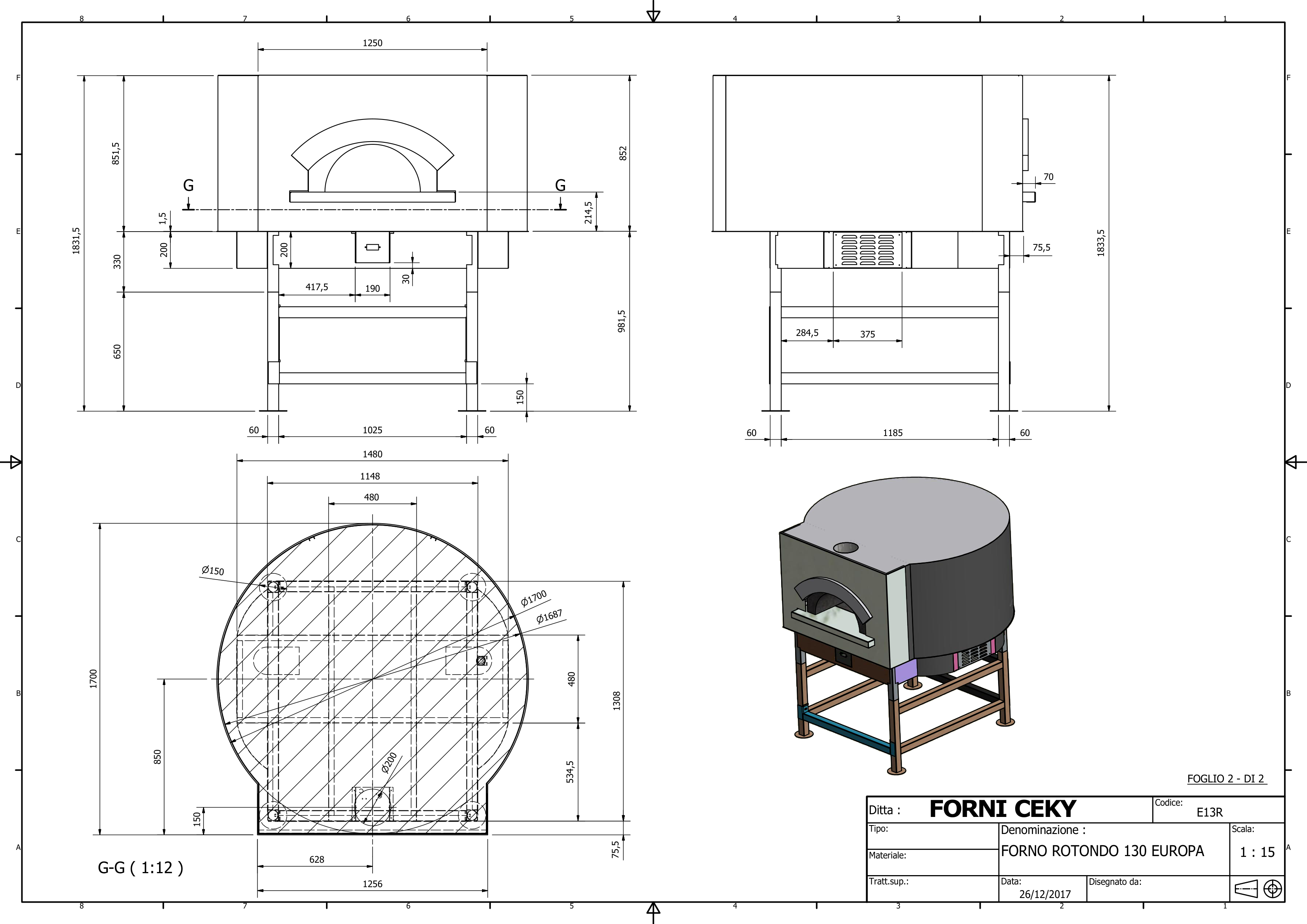 Disegno tecnico Rotondo 130 cm