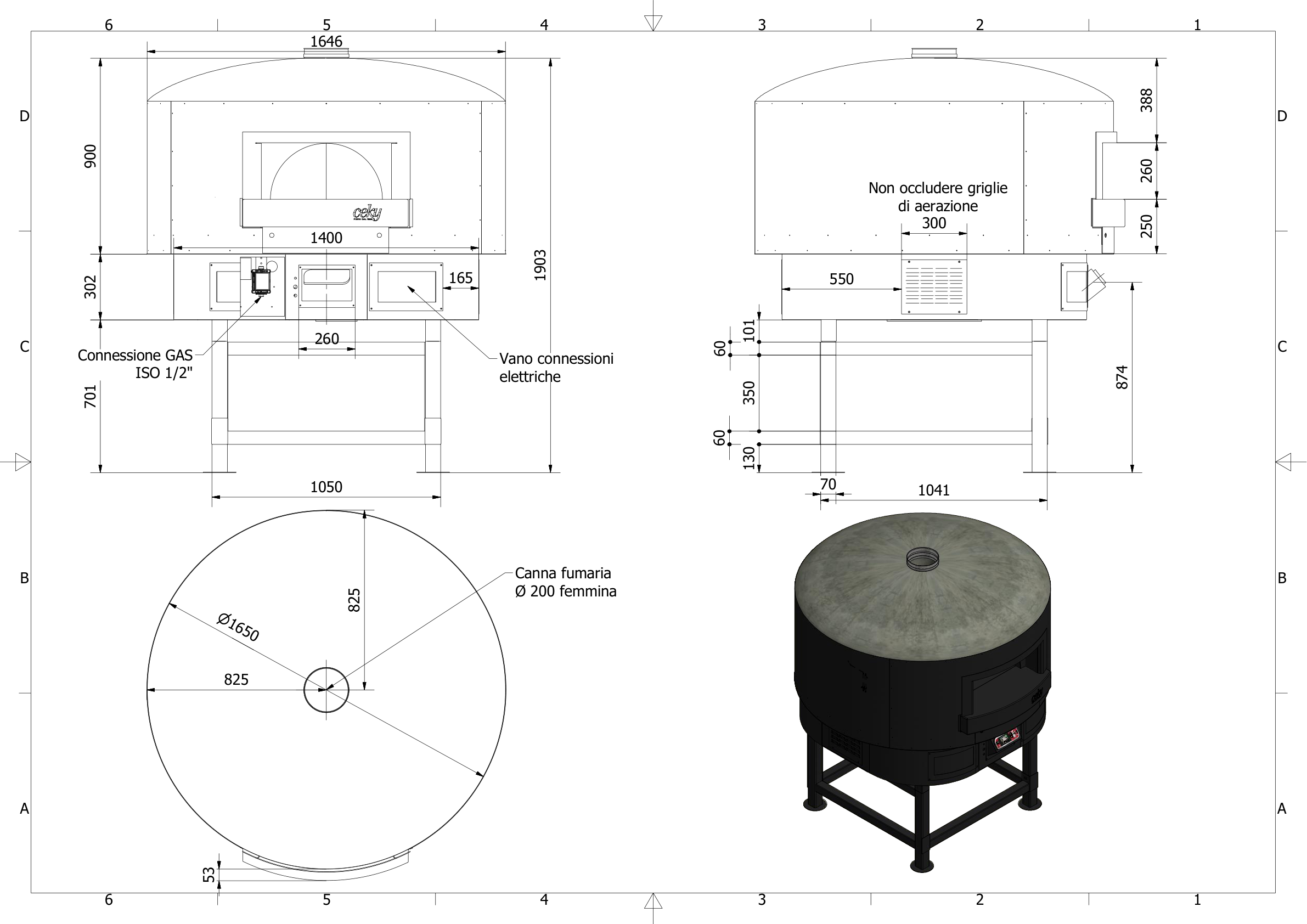 Disegno tecnico Cupola 120 cm