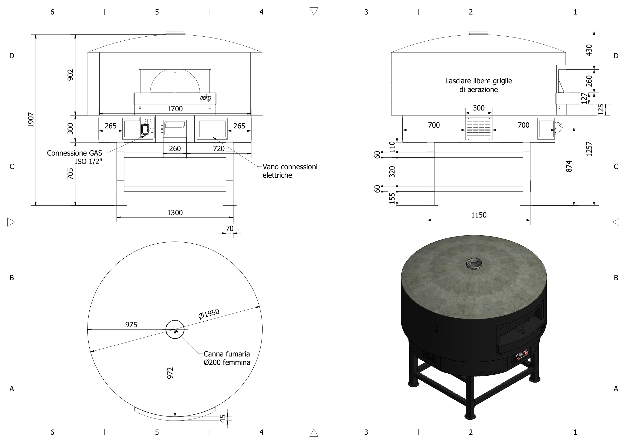 Disegno tecnico Cupola 150 cm